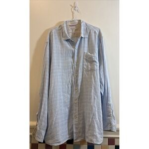 Tommy Bahama Men's 3XL XXXL Ventana Plaid Linen Shirt Sky Blue Long Sleeve‎